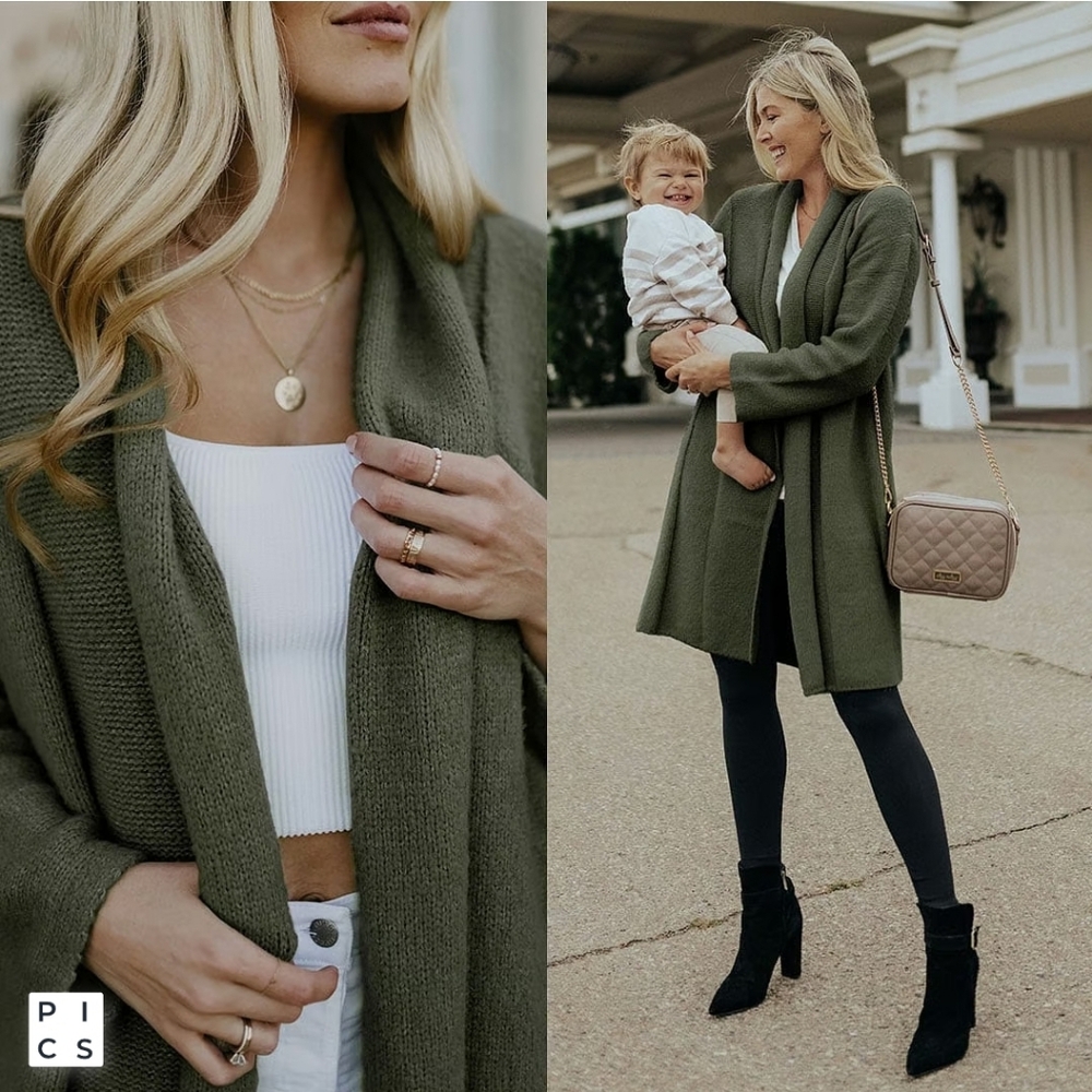 Maternity Chloe Cardigan Sweater in Thyme NWOT